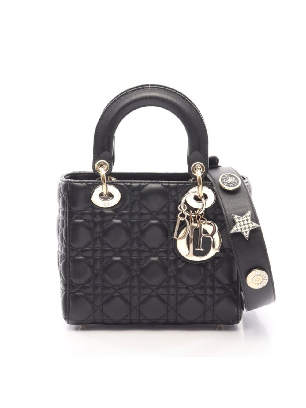 Dior Handbag Lady Dior MY Lady Dior Small Cannage 2-Way Black Lambskin Tote